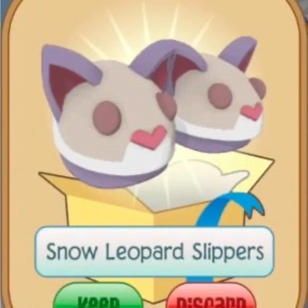 ***READ DESCRIPTION B4 PURCHASING* Snow Leopard Slippers ANIMAL JAM IN GAME ITEM